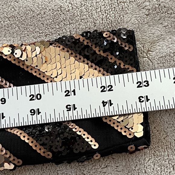 Express Black & Gold V Neck Stretch Sequin Mini Dress Small Mobwife Y2K 90’s - Picture 14 of 15